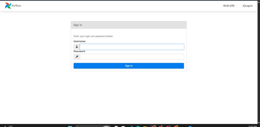 Airflow login screen