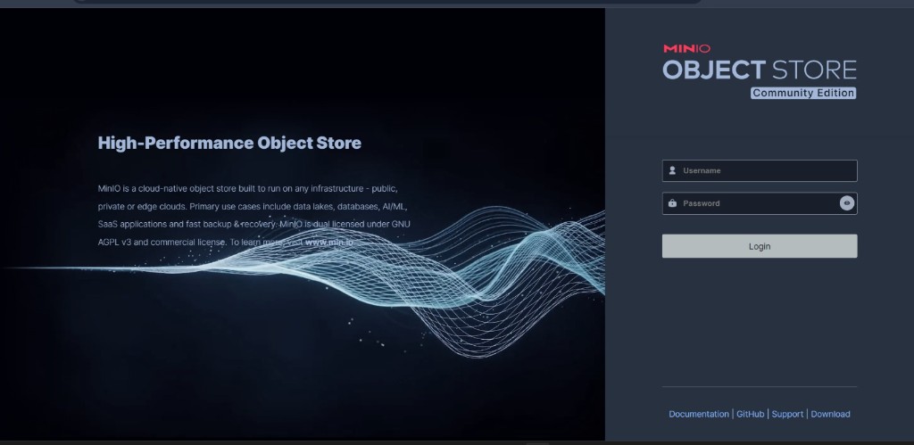 Grafana login screen